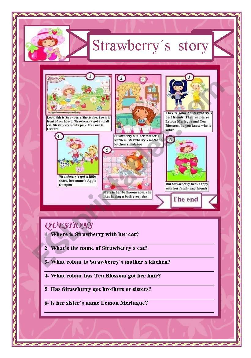 Strawberrys  story worksheet