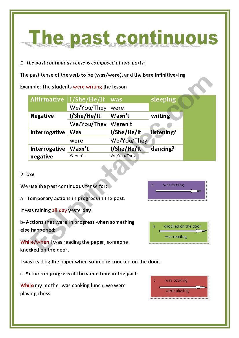 Past continuous worksheet