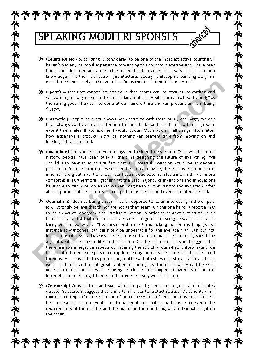 Speaking Model Responses C1-C2