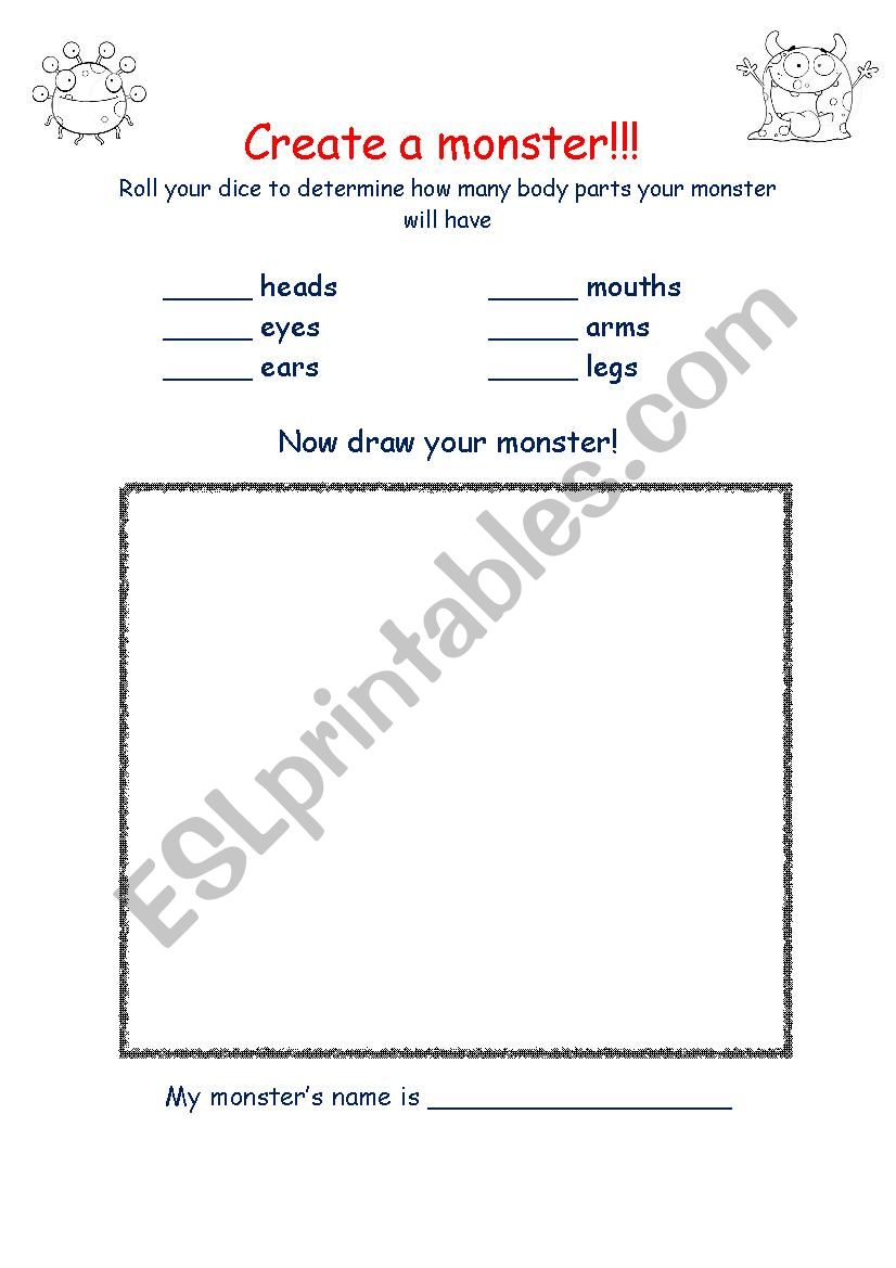 Make a monster worksheet