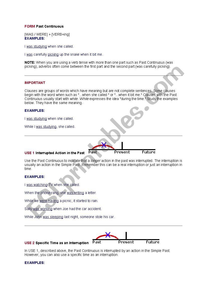 past continuous worksheet