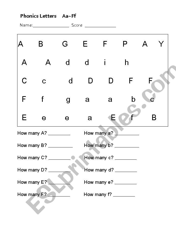 Phonics Aa_Ff worksheet