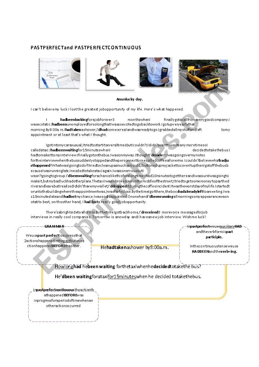 PAST PERFECT SIMPLE AND CONTINUOUS READING AND GRAMMAR