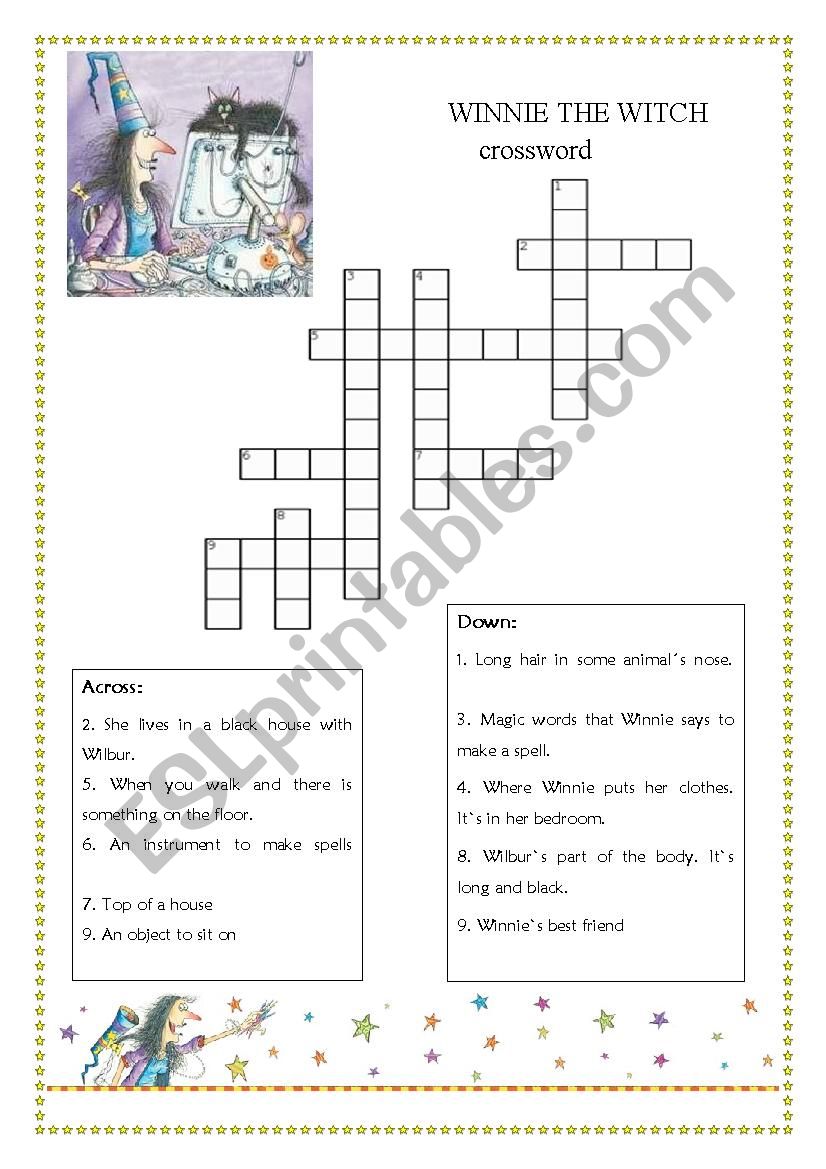 Winnie the witch crossword worksheet