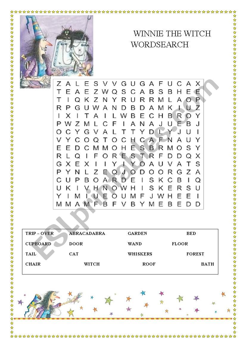 WINNIE THE WITCH WORDSEARCH worksheet