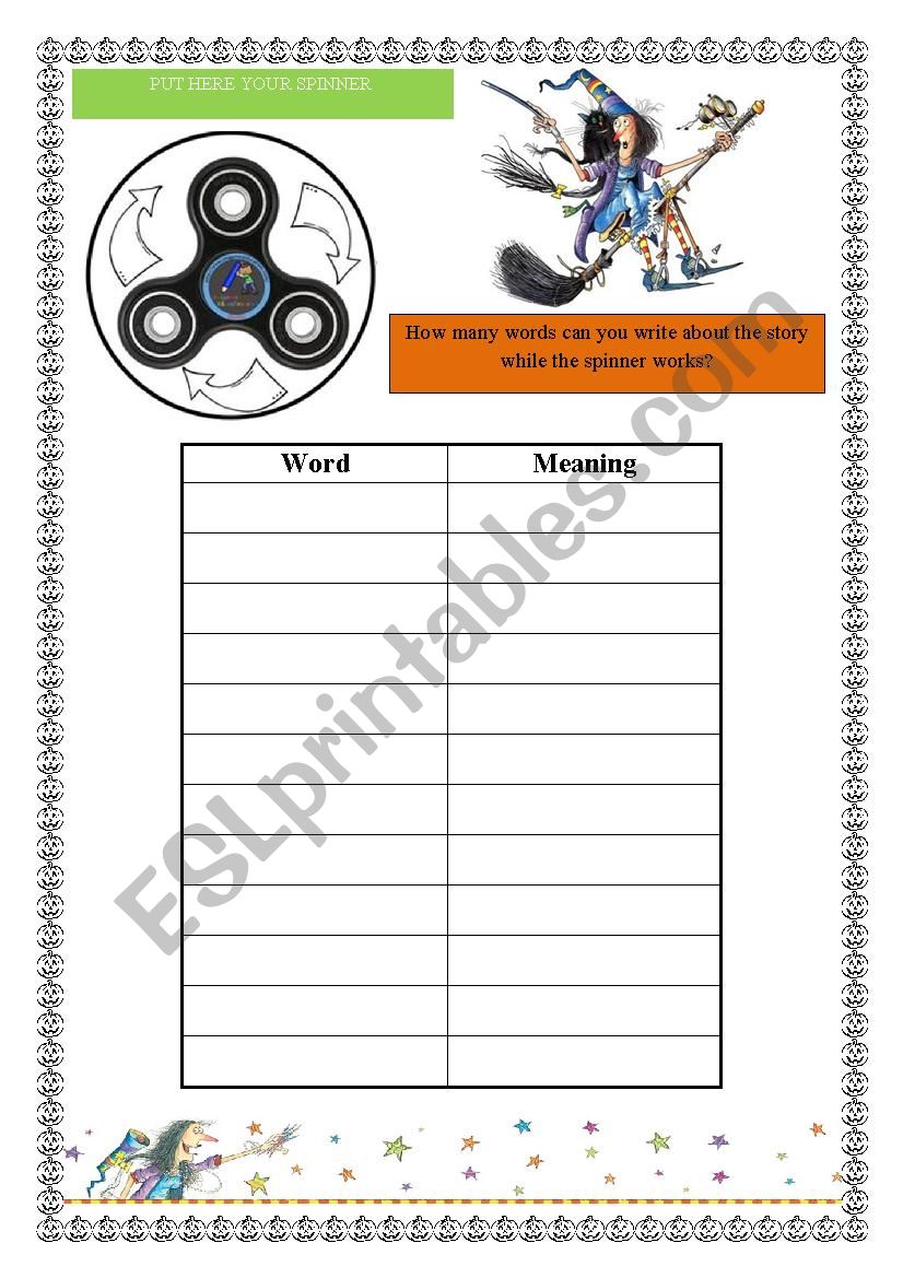 SPINNER WITH WINNIE worksheet