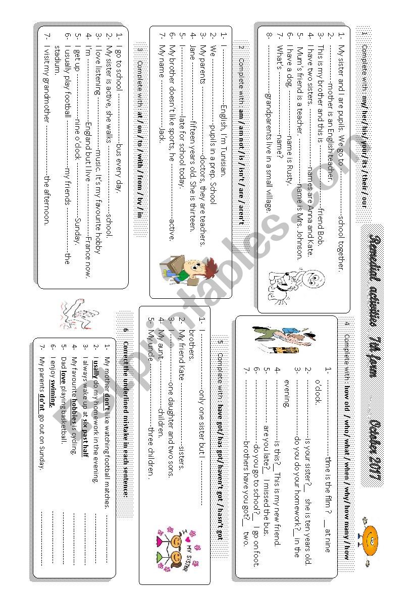 remedial activities  worksheet