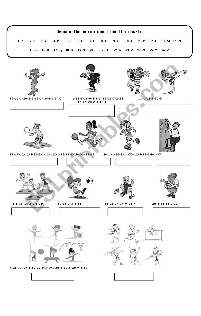 Decode the sports worksheet