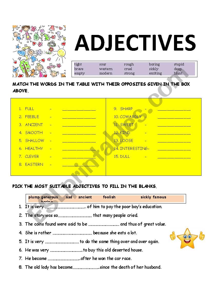 ADJECTIVES worksheet