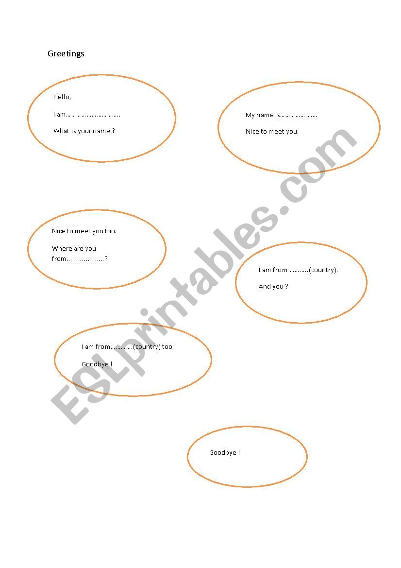 Greetings worksheet