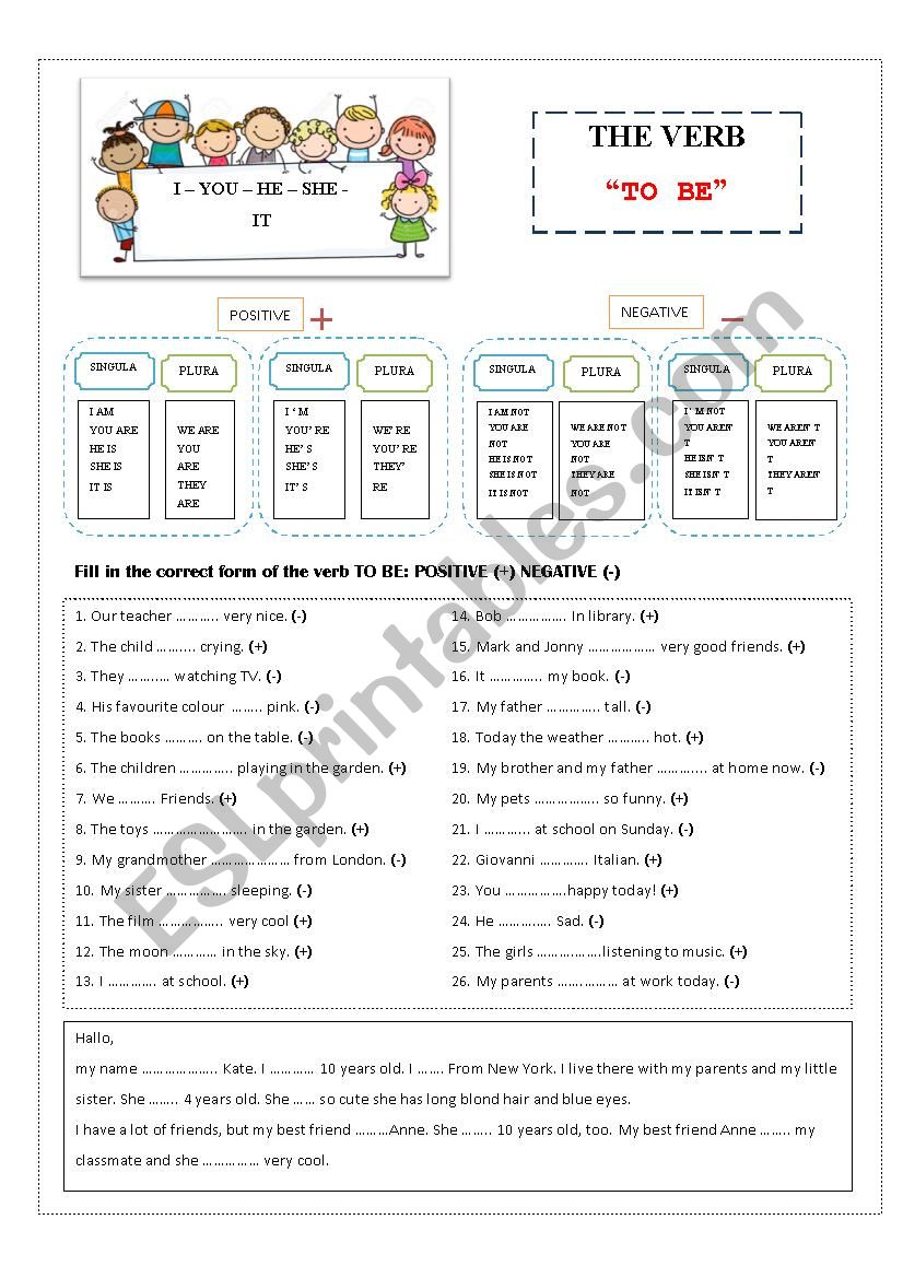 The verb TO BE worksheet