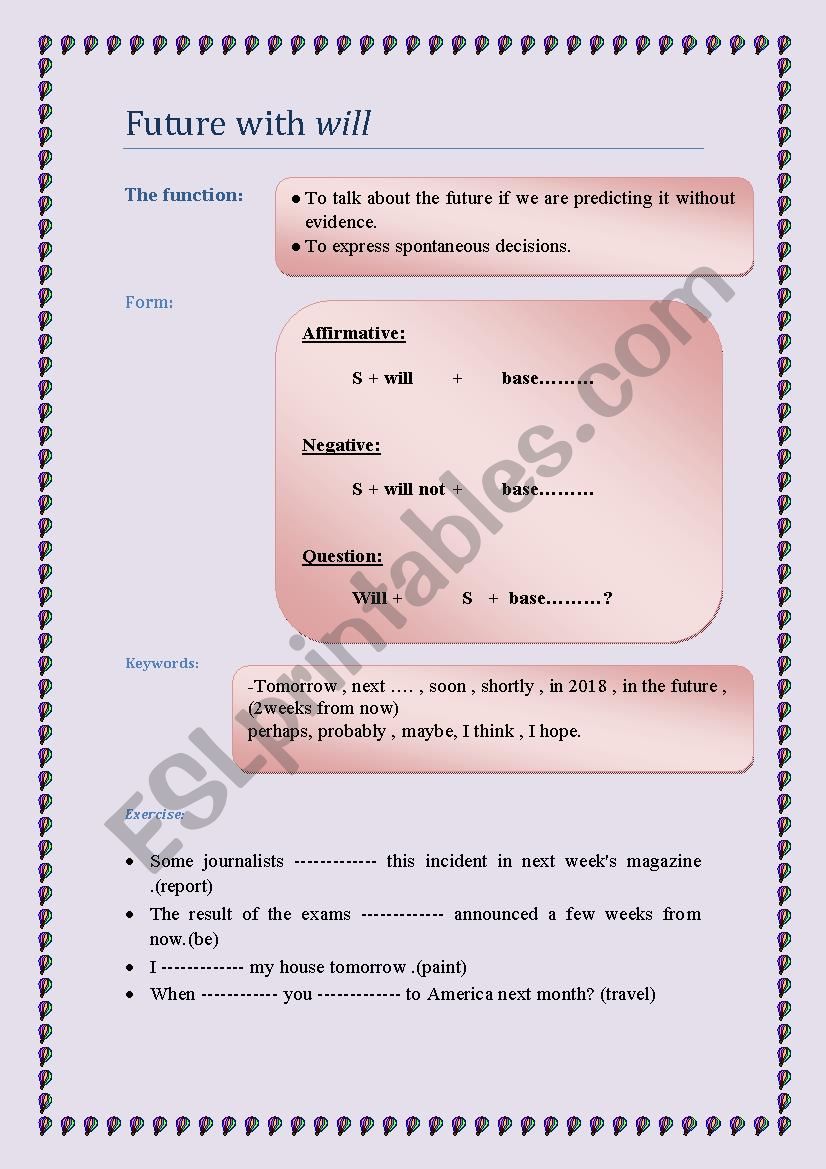 Future with will worksheet