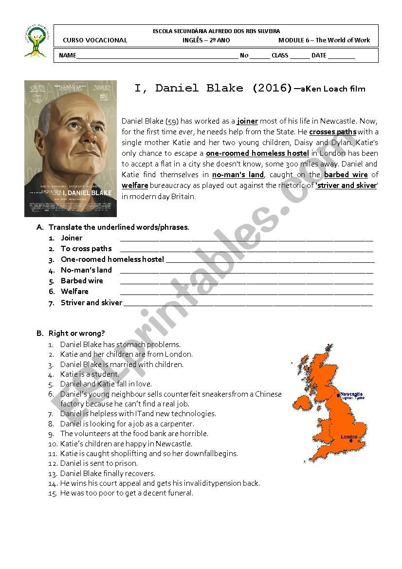 I, Daniel Blake - film worksheet