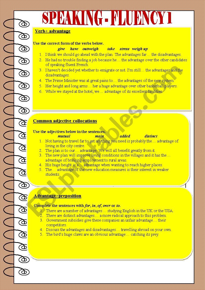 Speaking - Fluency 1 worksheet