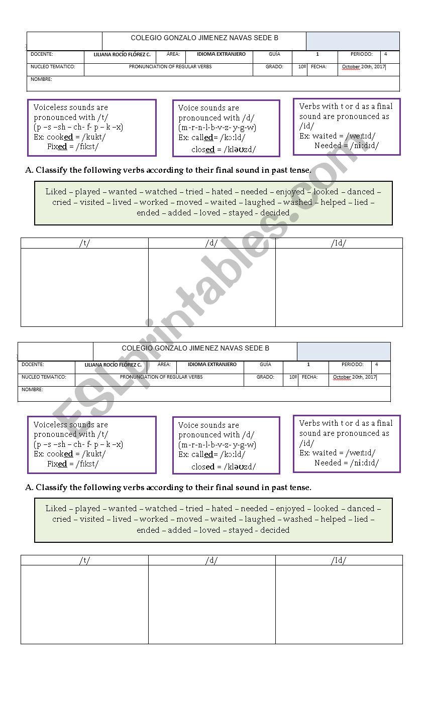 Pronunciation worksheet