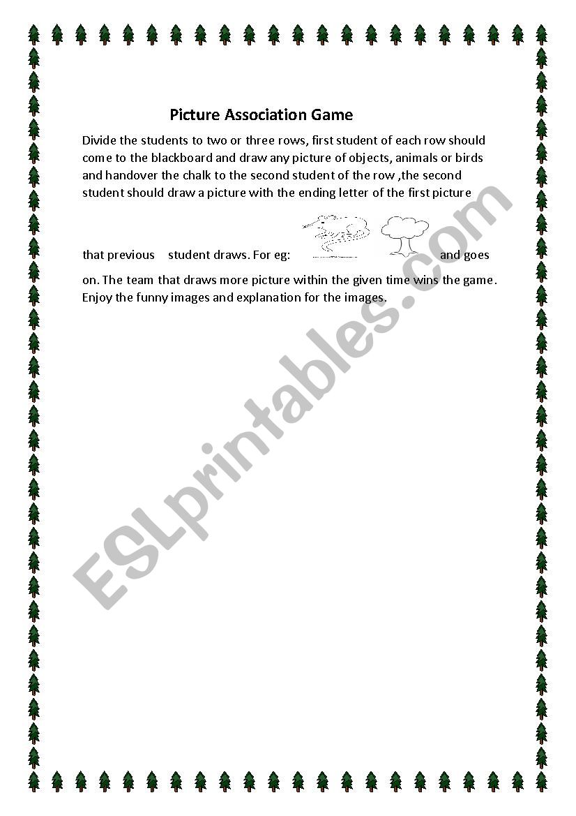 Picture Association Game worksheet