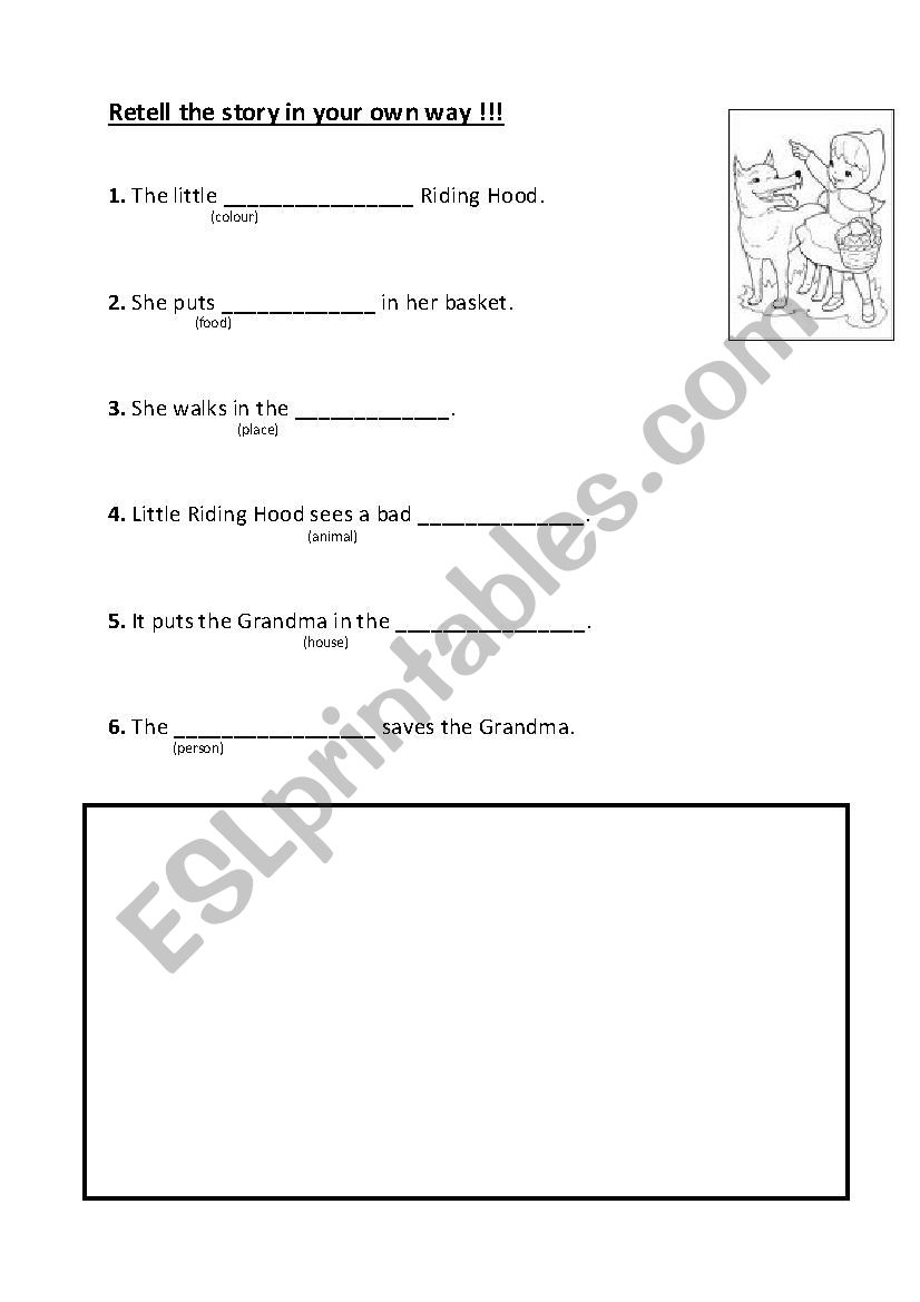 little red riding hood worksheet