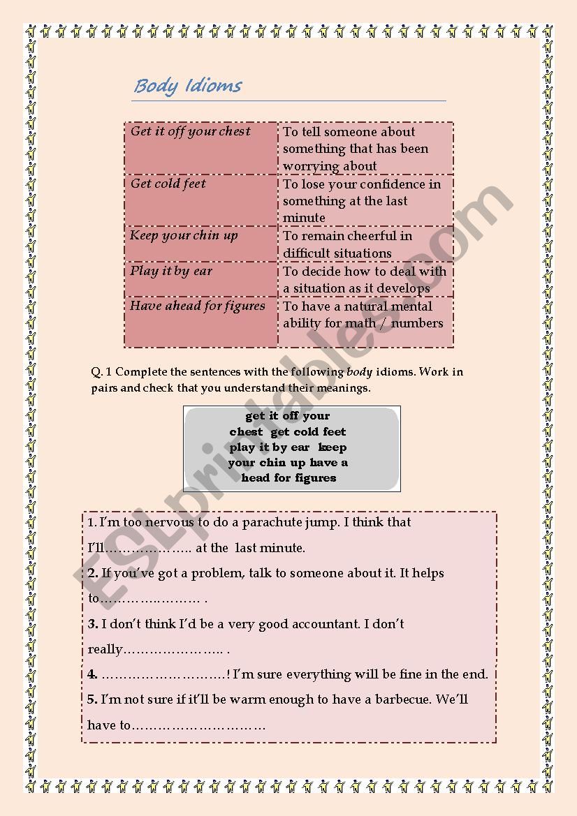 BODY IDIOMS worksheet