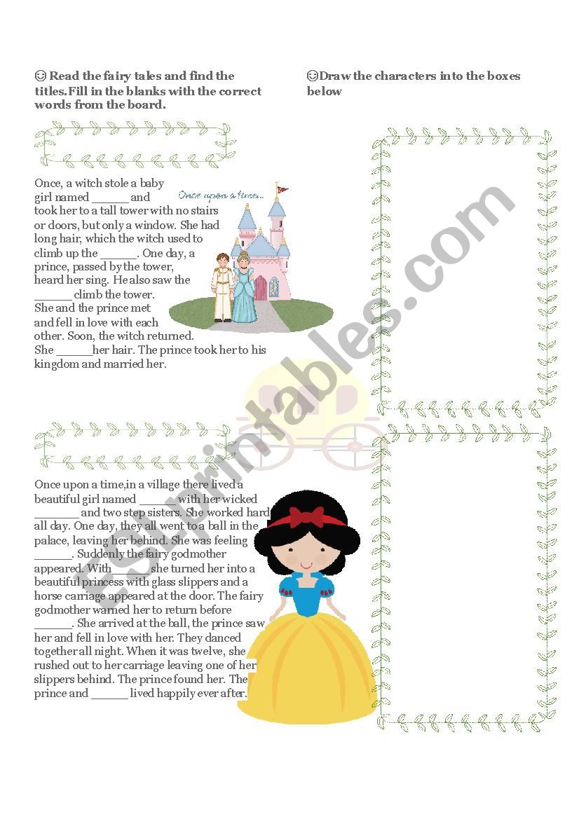 Fairy Tales Reading Activity worksheet