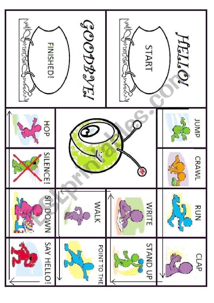 Action Verbs Board Game Esl Worksheet By Teacherjose