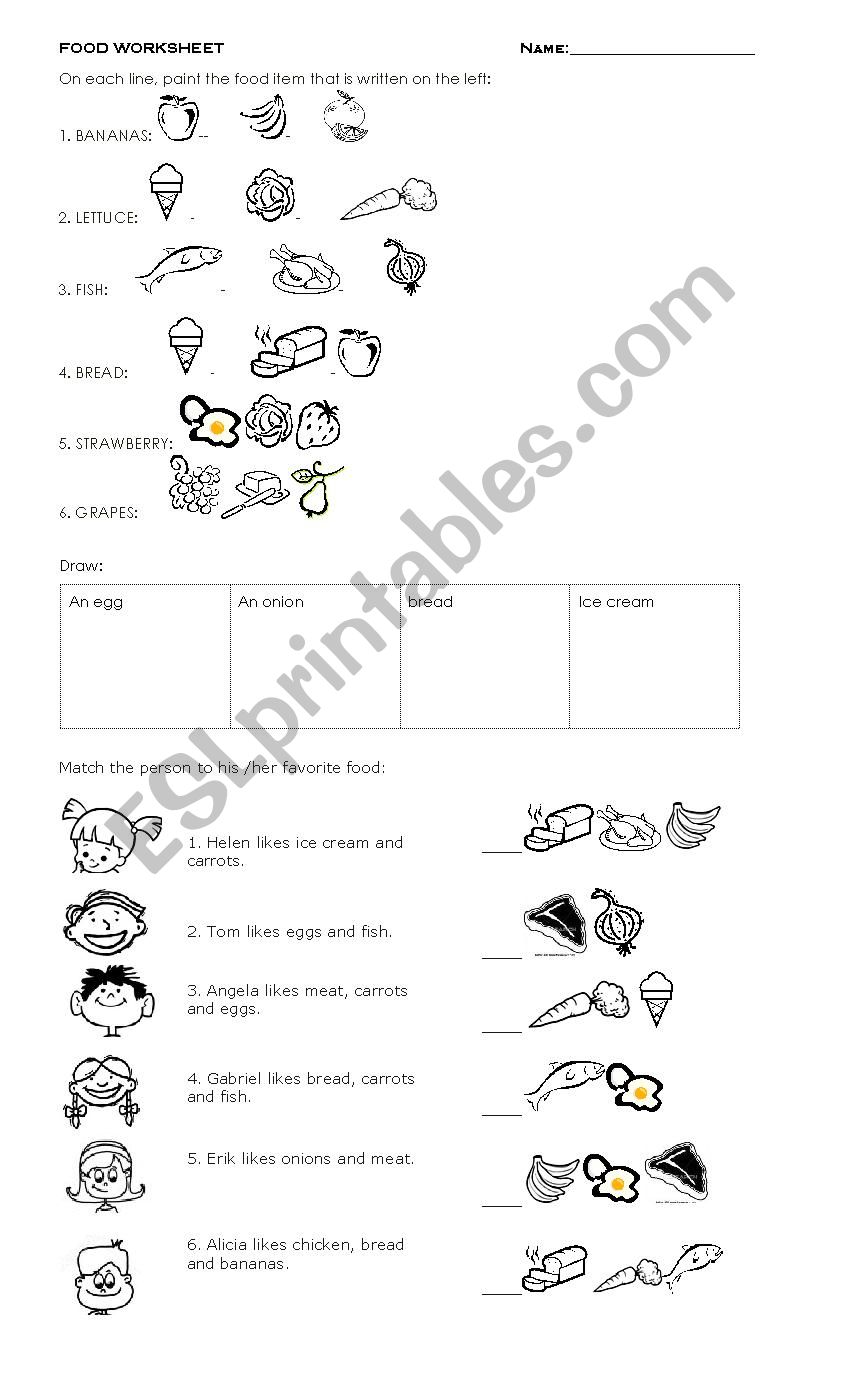 food worksheet worksheet