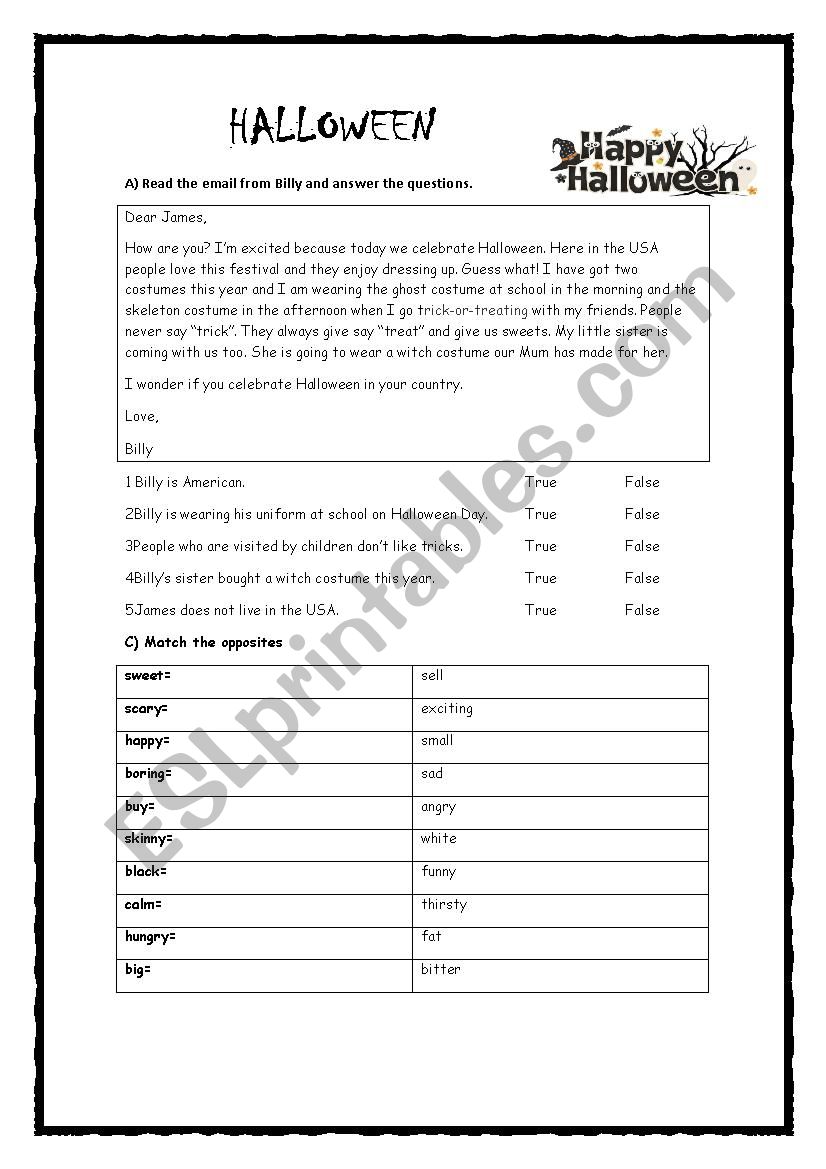 HALLOWEEN worksheet