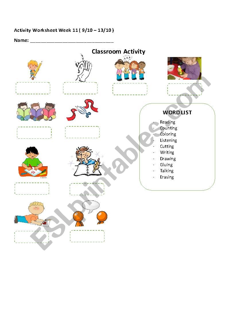 Classroom Activities worksheet