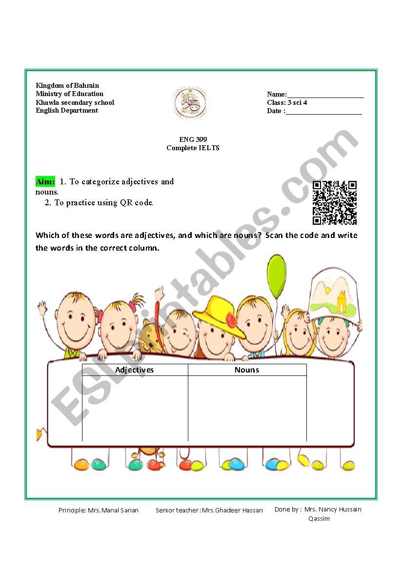 adjective and nouns  worksheet