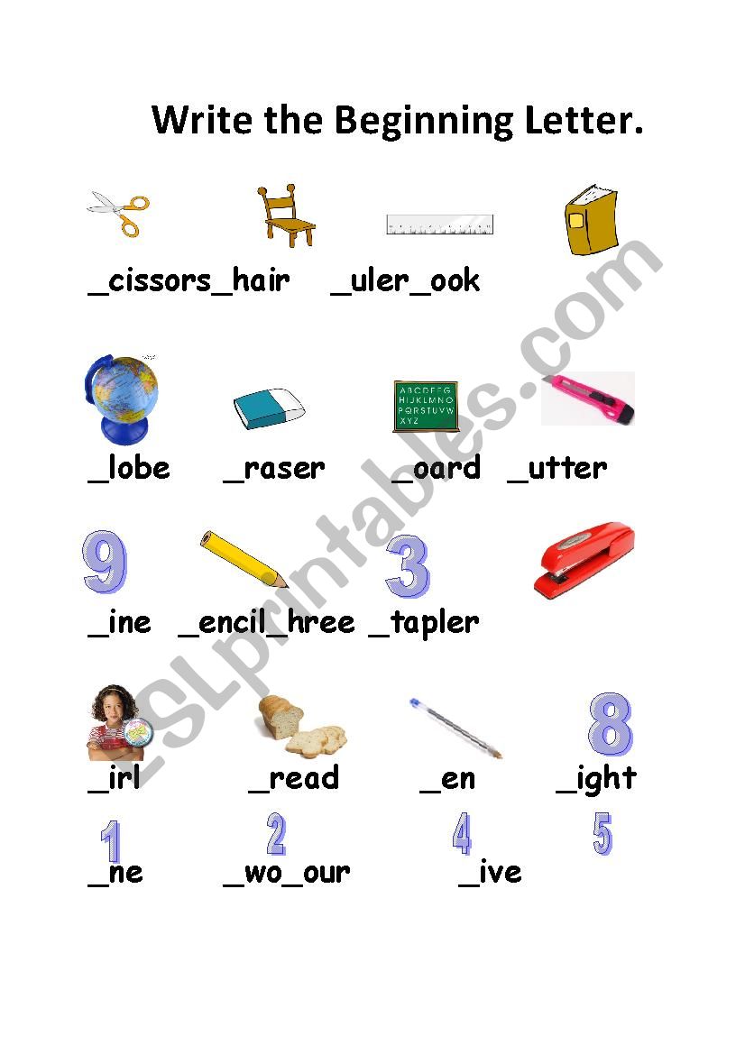 beginning letter worksheet