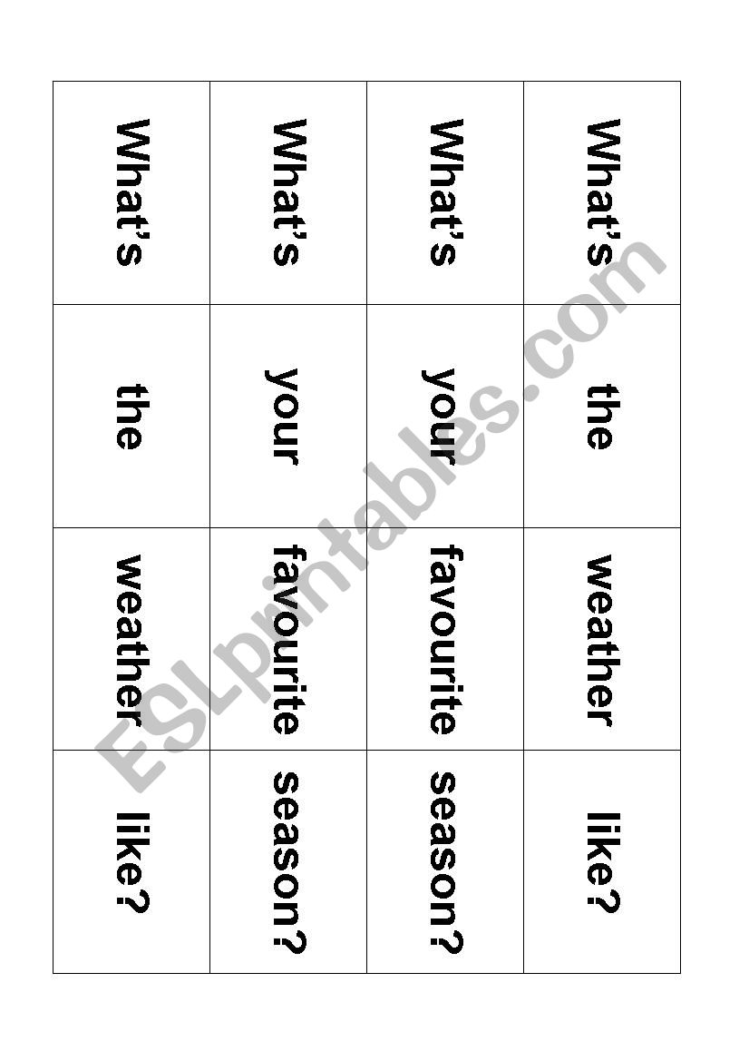 Weather, seasons  worksheet