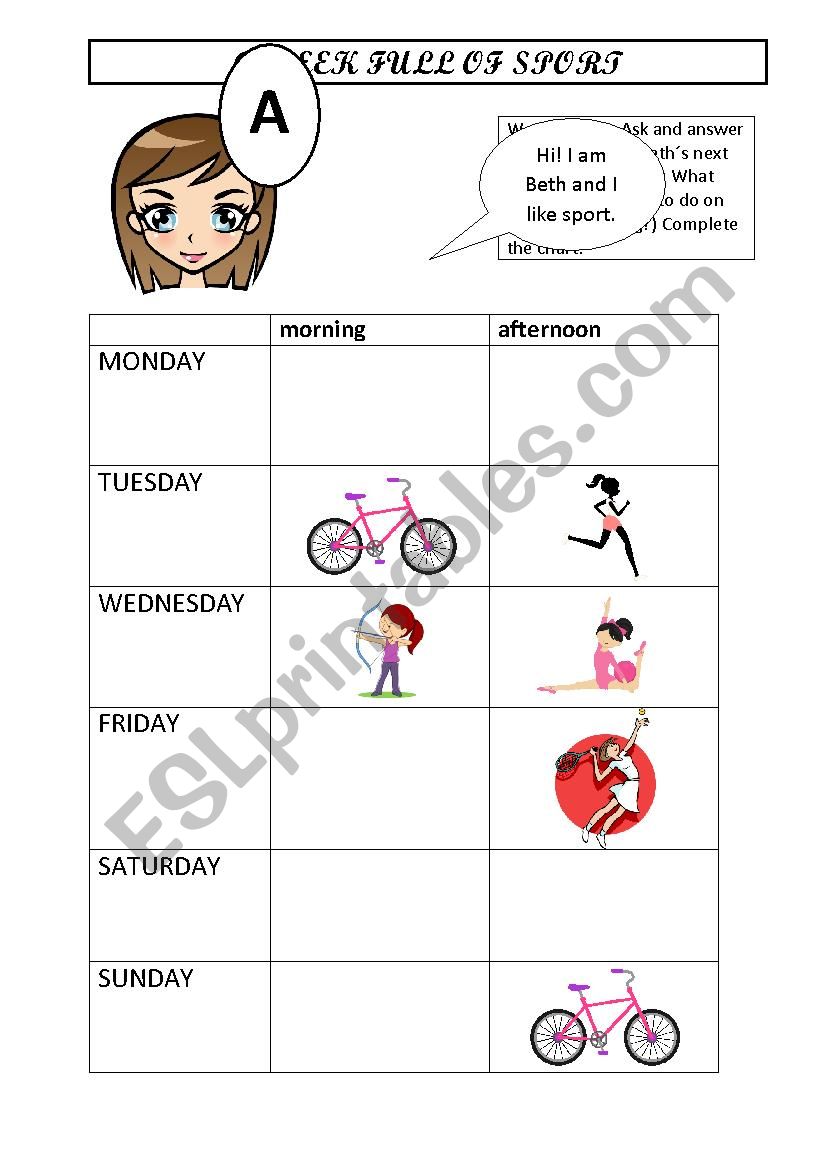 Sports worksheet