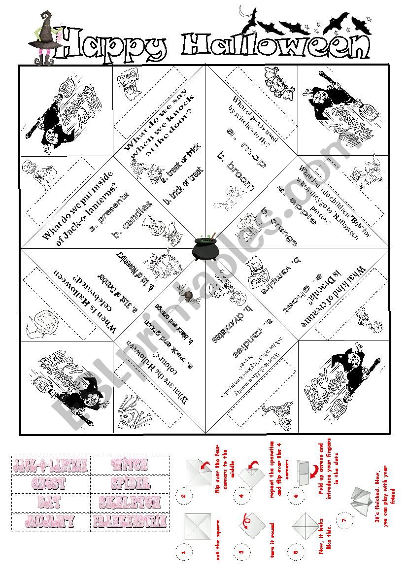 Halloween Cootie catcher worksheet