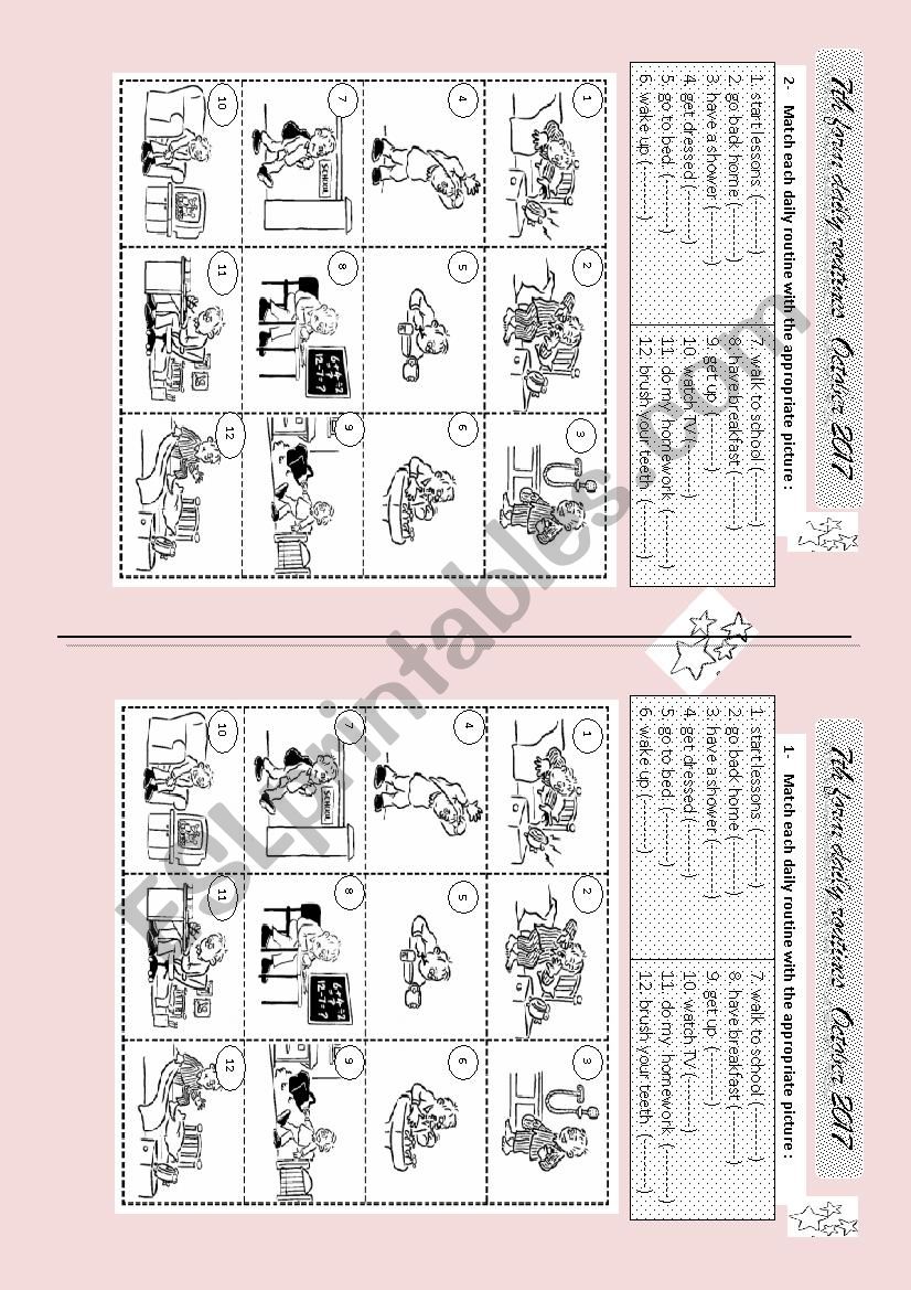 daily routines  worksheet