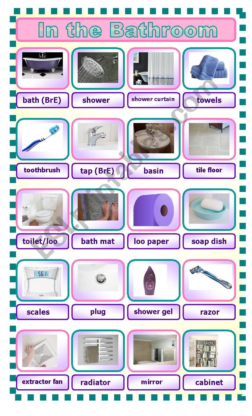 Pictionary - In the Bathroom worksheet