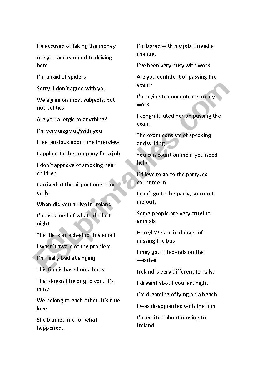 Prepositions worksheet