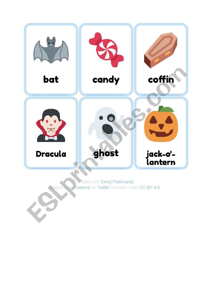 Halloween Emoji Flashcards worksheet