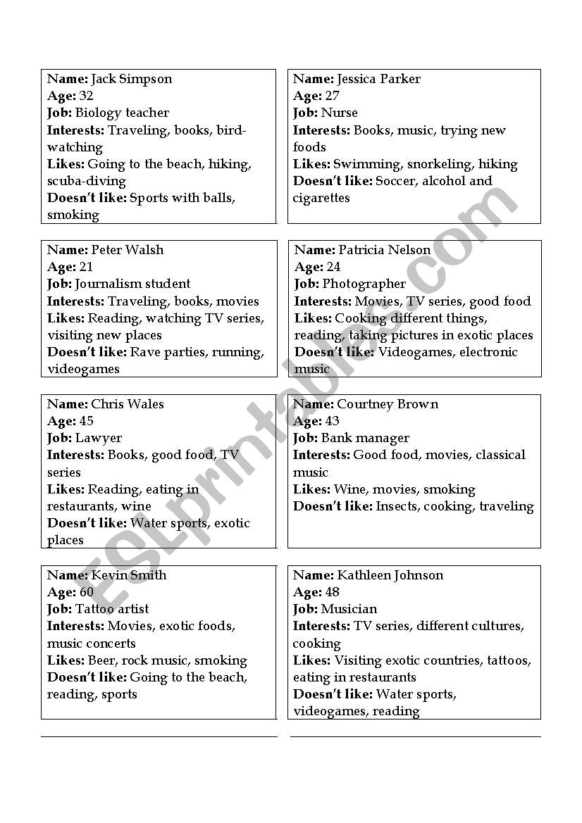 Find the perfect match worksheet