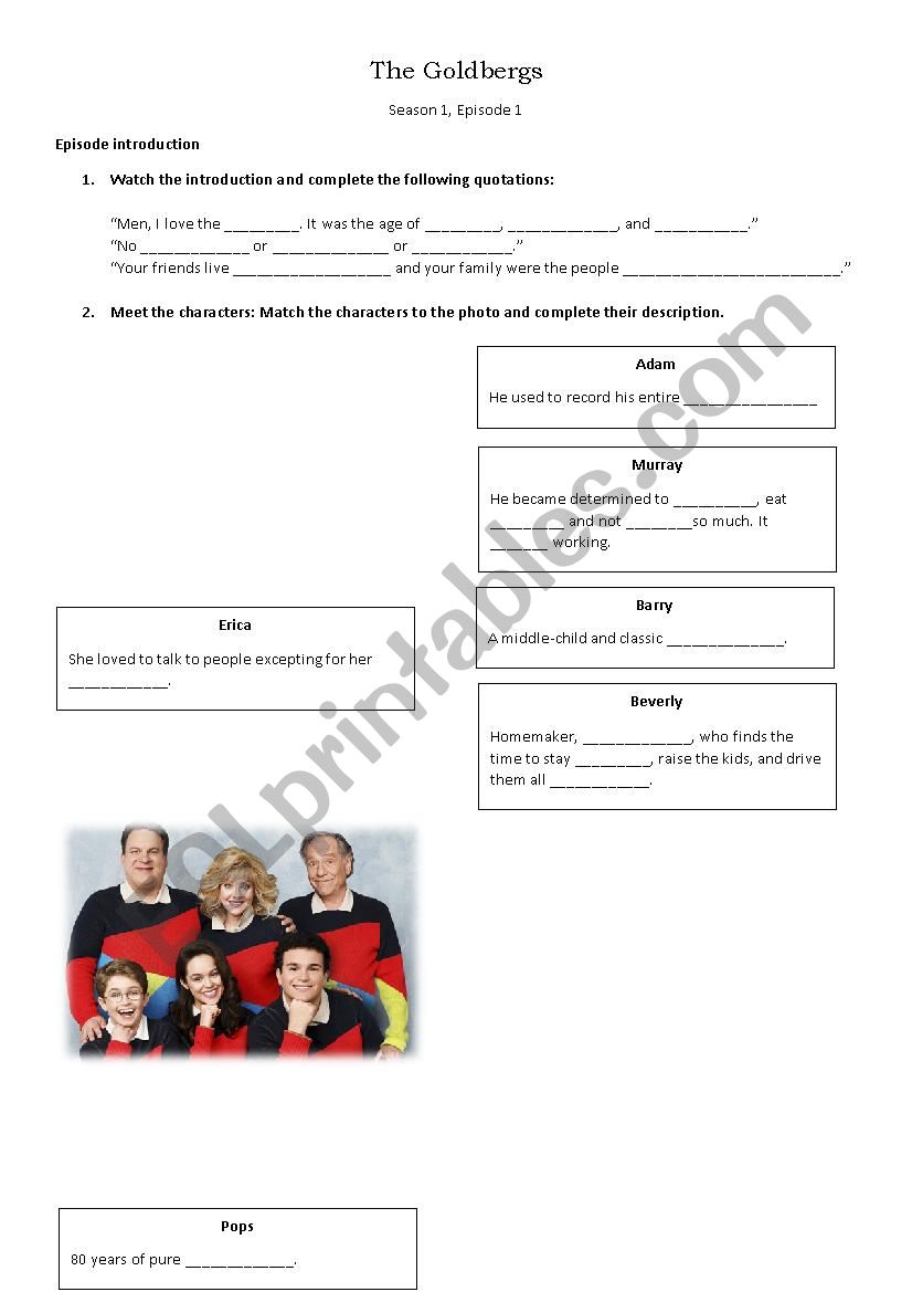 Video worksheet _ The Goldbergs