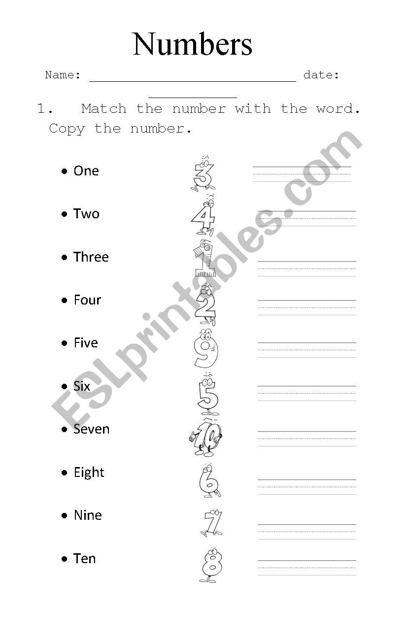 The numbers worksheet