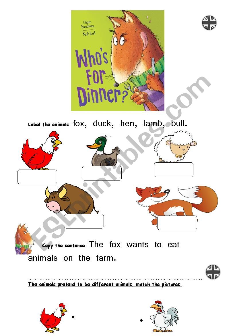 Whos for dinner worksheet