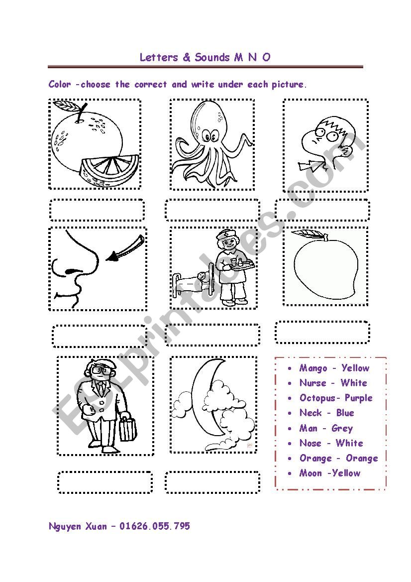 letters & sounds M N O worksheet