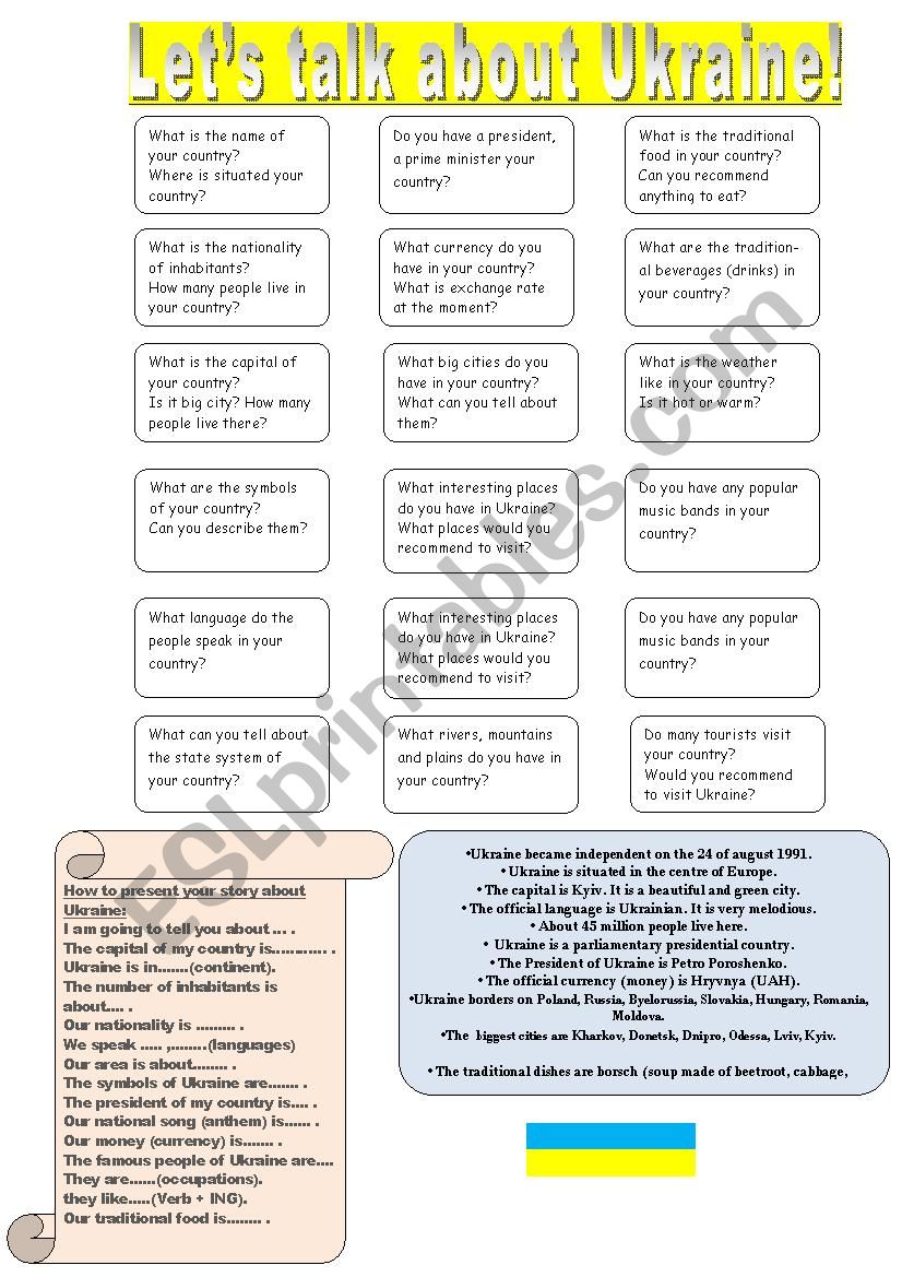 questionary about Ukraine worksheet