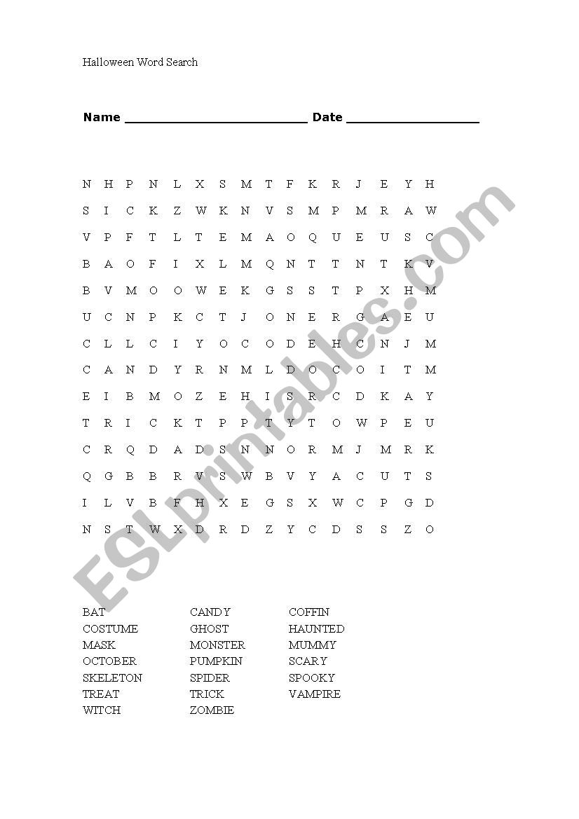 halloween worksheet
