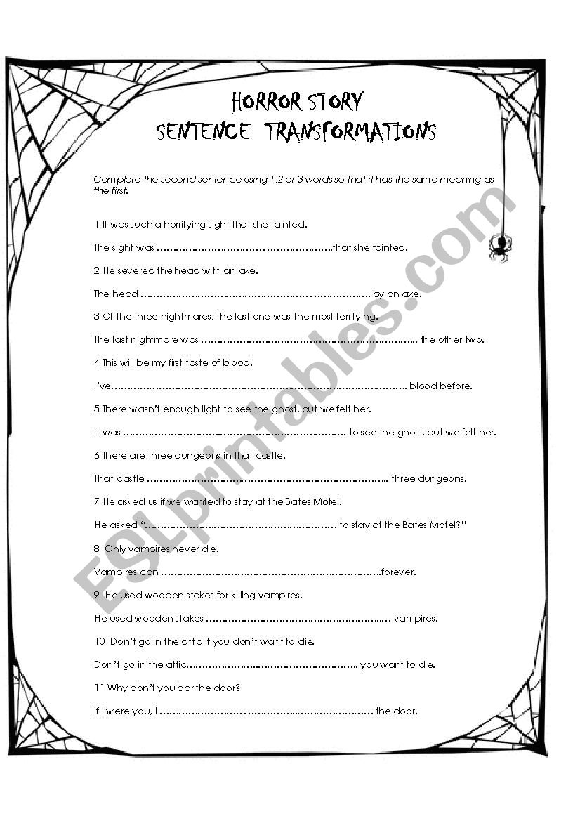 Horror Story Sentence Transformations