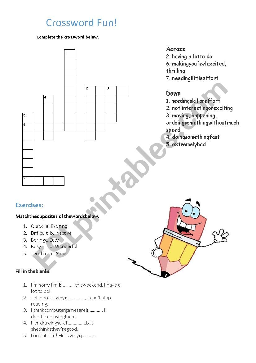 Crossword Fun worksheet