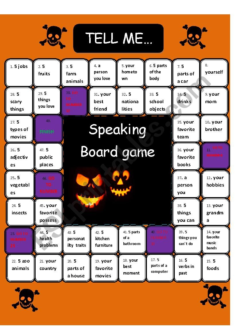 Speaking Board game Tell me *60 min activity*