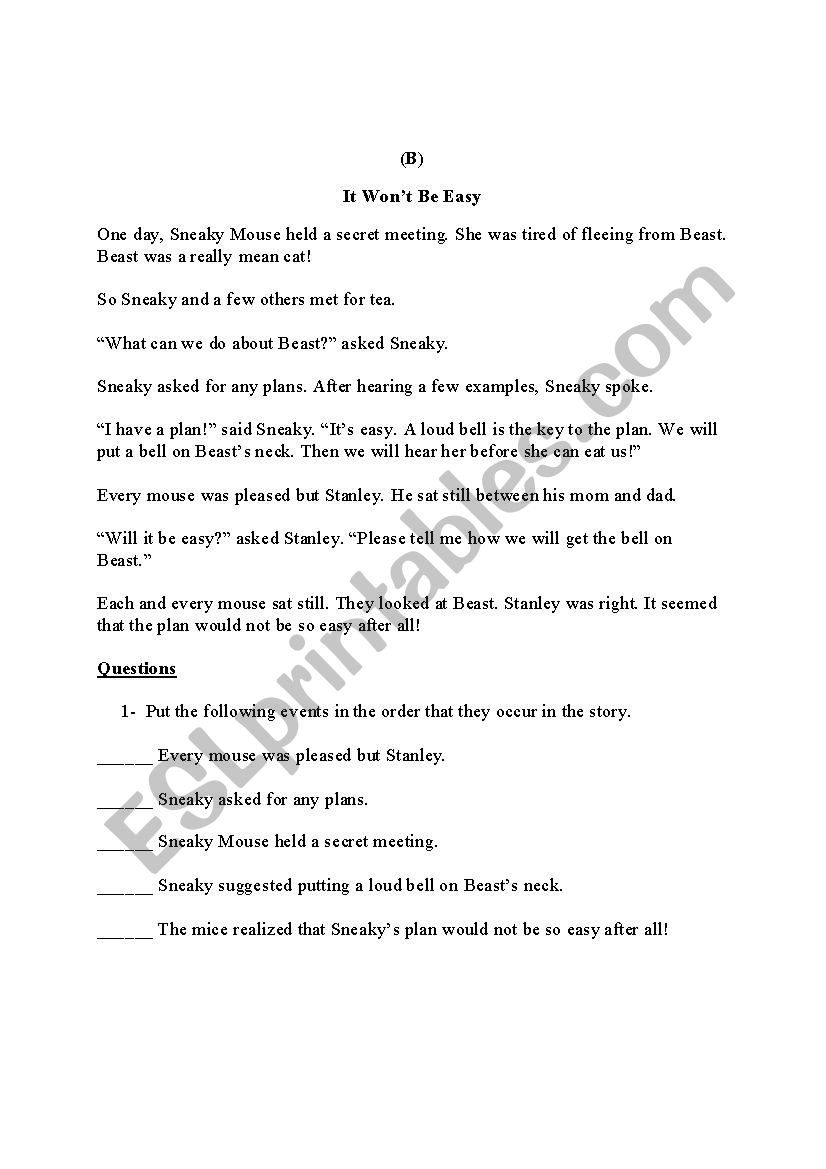 Reading Comprehension  worksheet