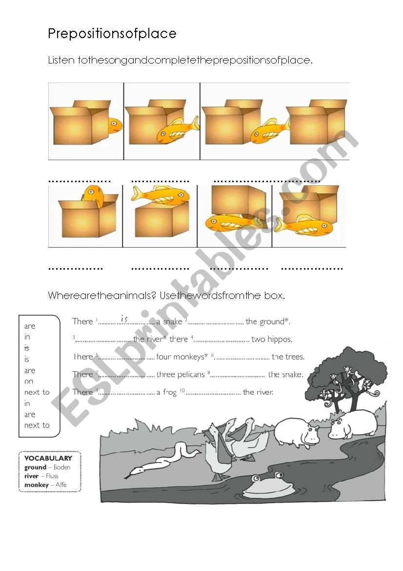 Prepositions of place worksheet