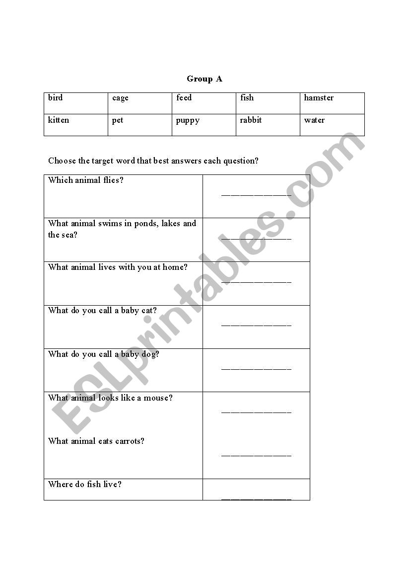 Fill in the blanks worksheet