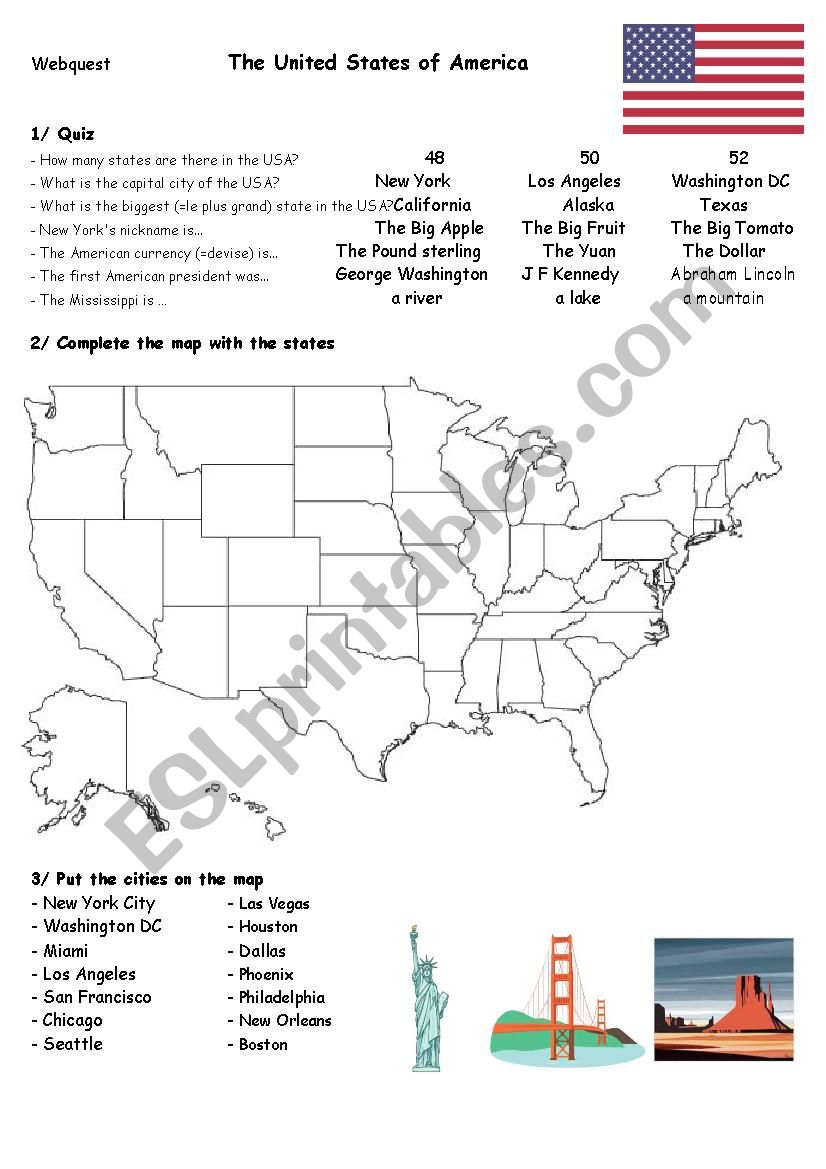 USA Webquest worksheet